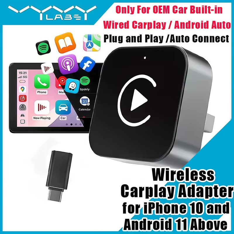 Usb C Hub - 2-in-1 Wireless CarPlay Adapter Plug-and-Play for