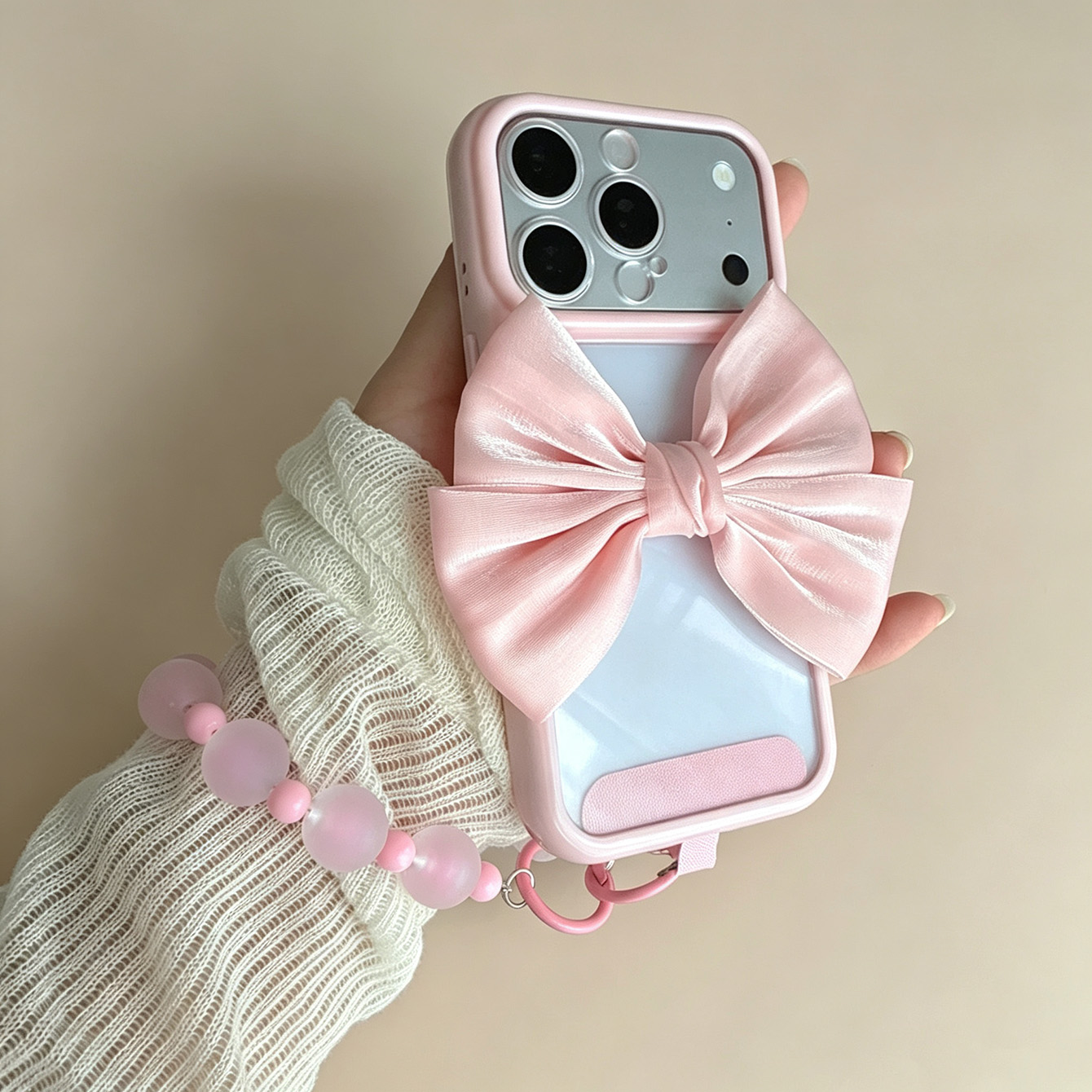 Bow Pink Frame Clear Phone Cas - Phone Accessories Crochet 评论和价格
