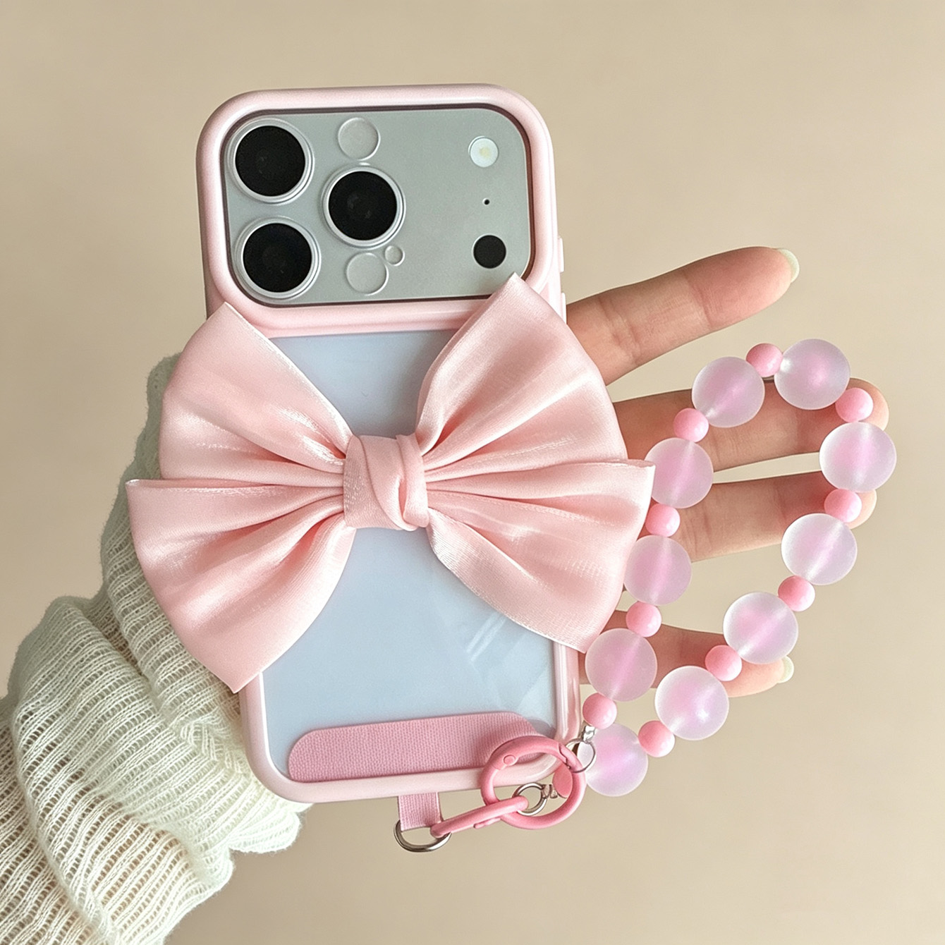Bow Pink Frame Clear Phone Cas - Phone Accessories Crochet 评论和价格